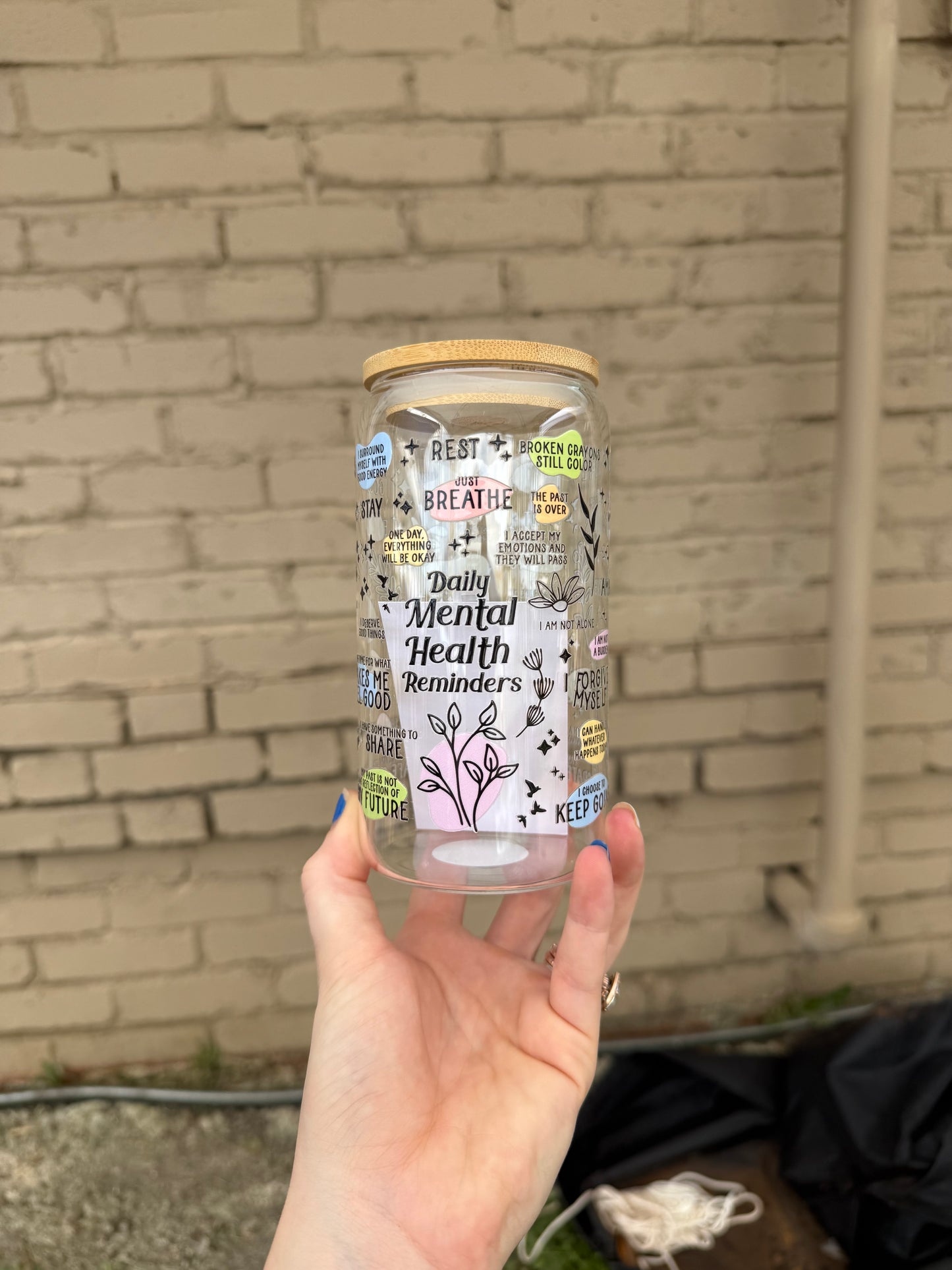 Daily Mental Health Glass Tumbler