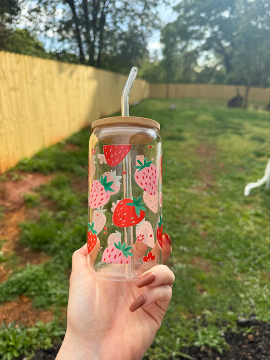 Strawberry Spring Glass Tumbler