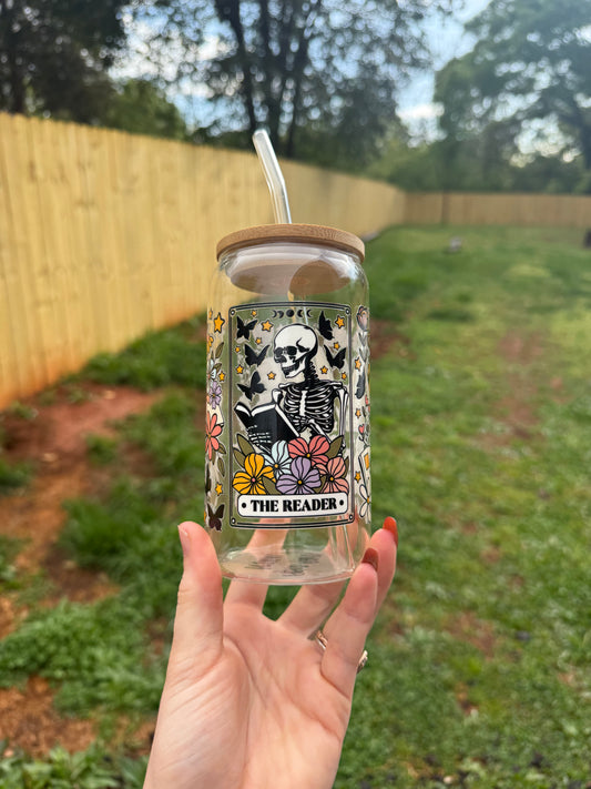 The Reader Skull Glass Tumbler