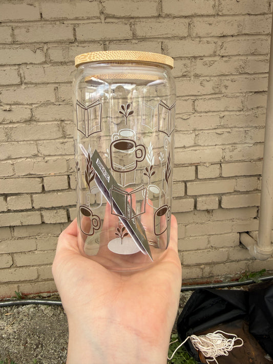 Books And Coffee Glass Tumbler