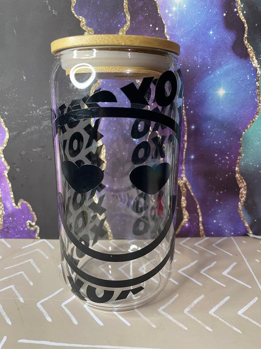Smiley XOXO 16oz Glass Tumbler